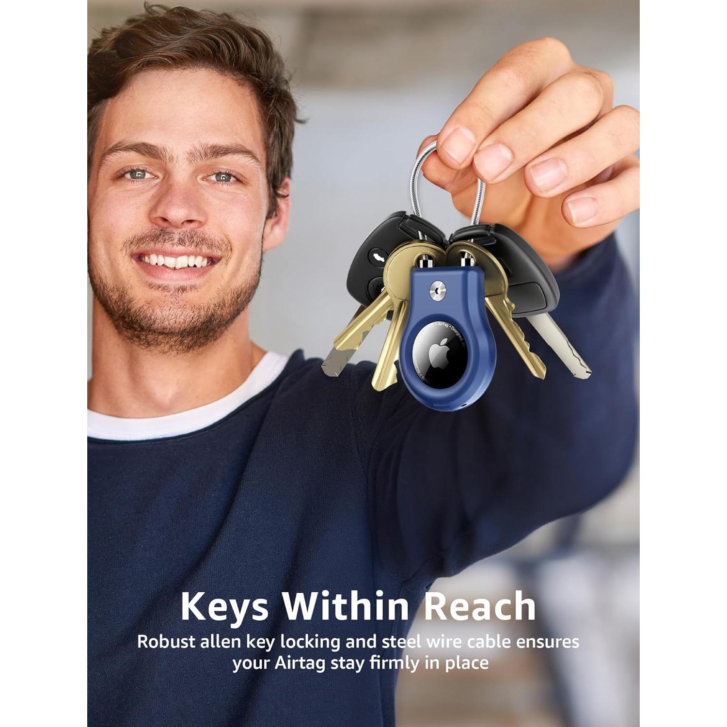 Soporte para llavero AirTag Gliship Azul con cable seguro