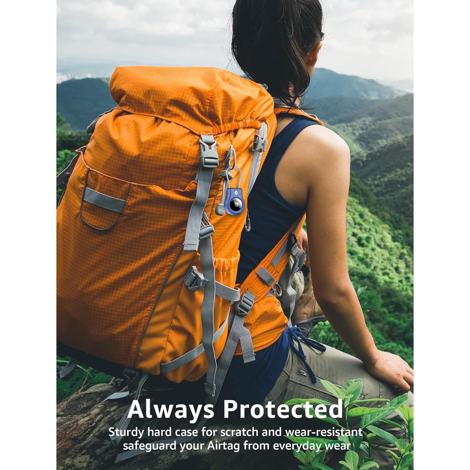 Soporte para llavero AirTag Gliship Azul con cable seguro