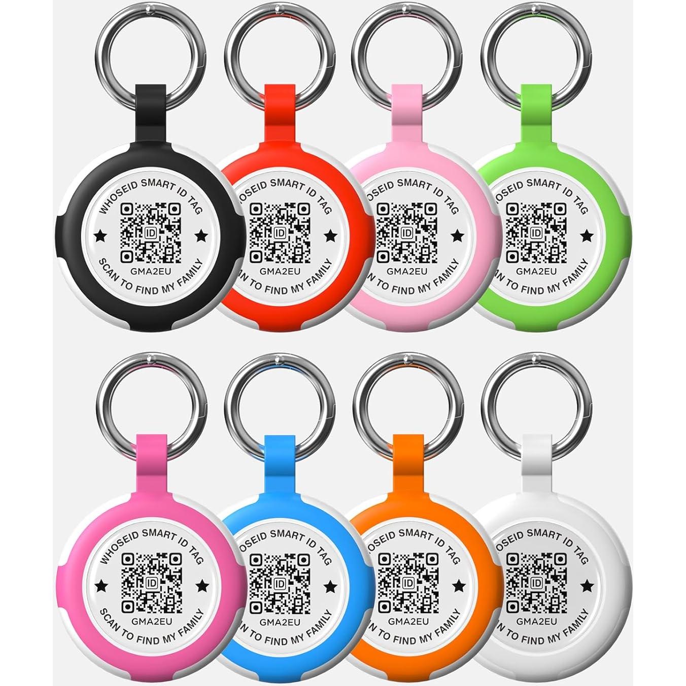 Funda protectora WhoseID para AirTag con código QR - Negro/Rosa