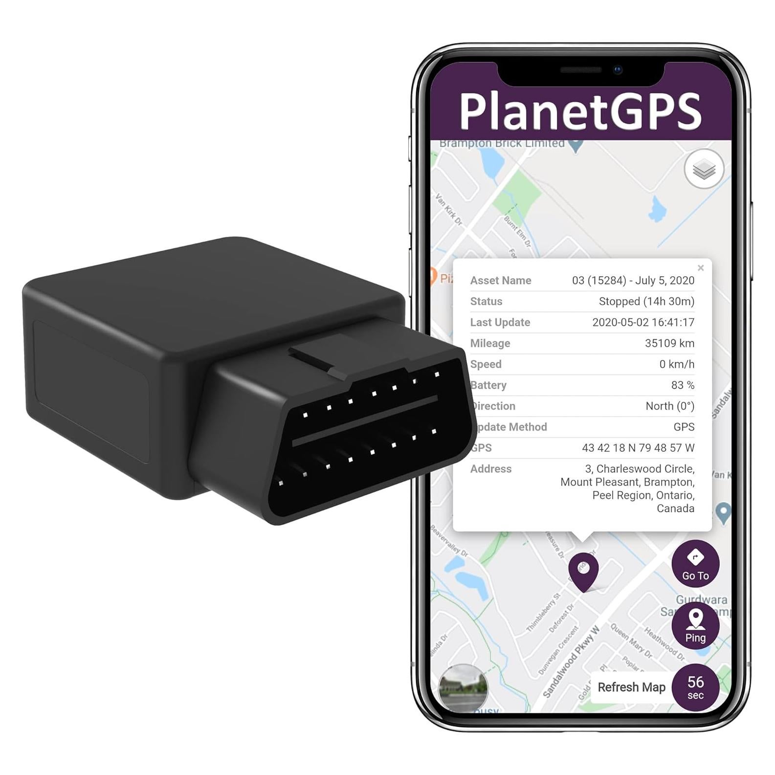Rastreador GPS OBDII PlanetGPS con Diagnóstico OBD2