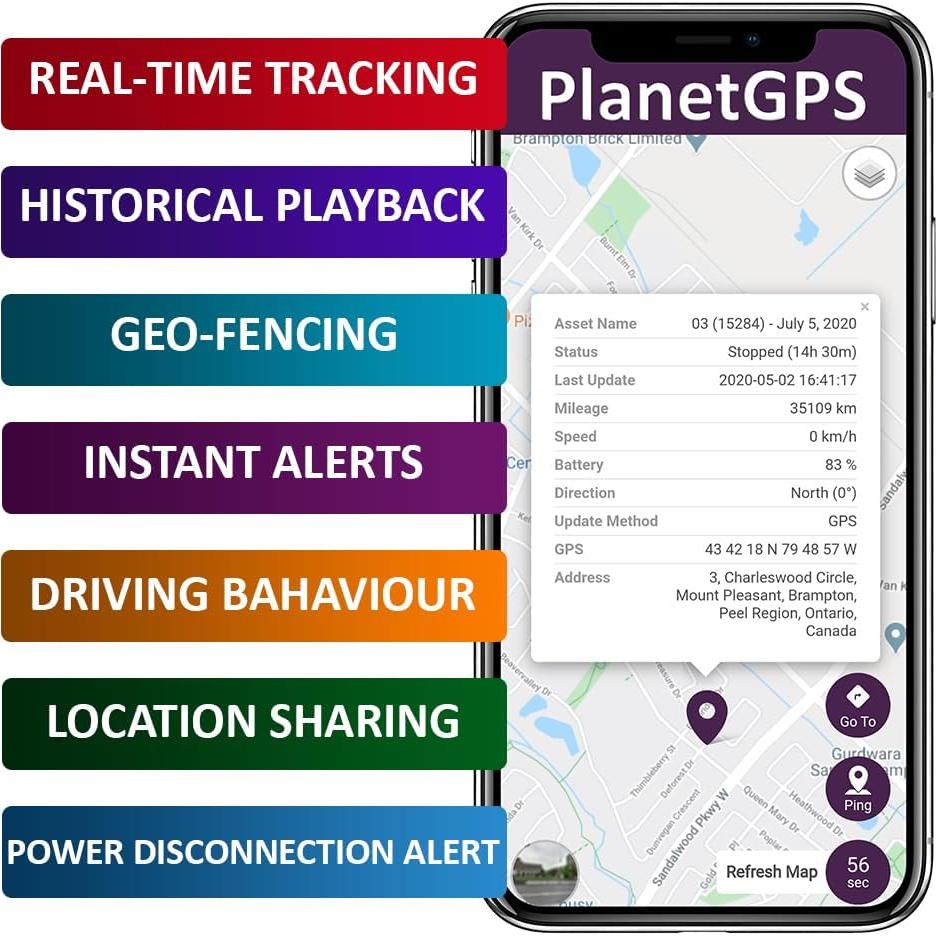 Rastreador GPS OBDII PlanetGPS con Diagnóstico OBD2