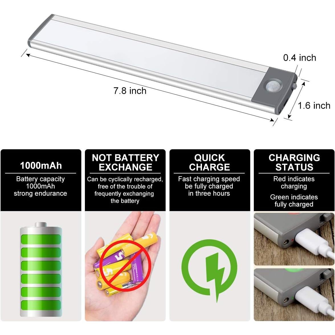 Luz de Armario LED LEPOTEC 30 LEDs Recargable USB