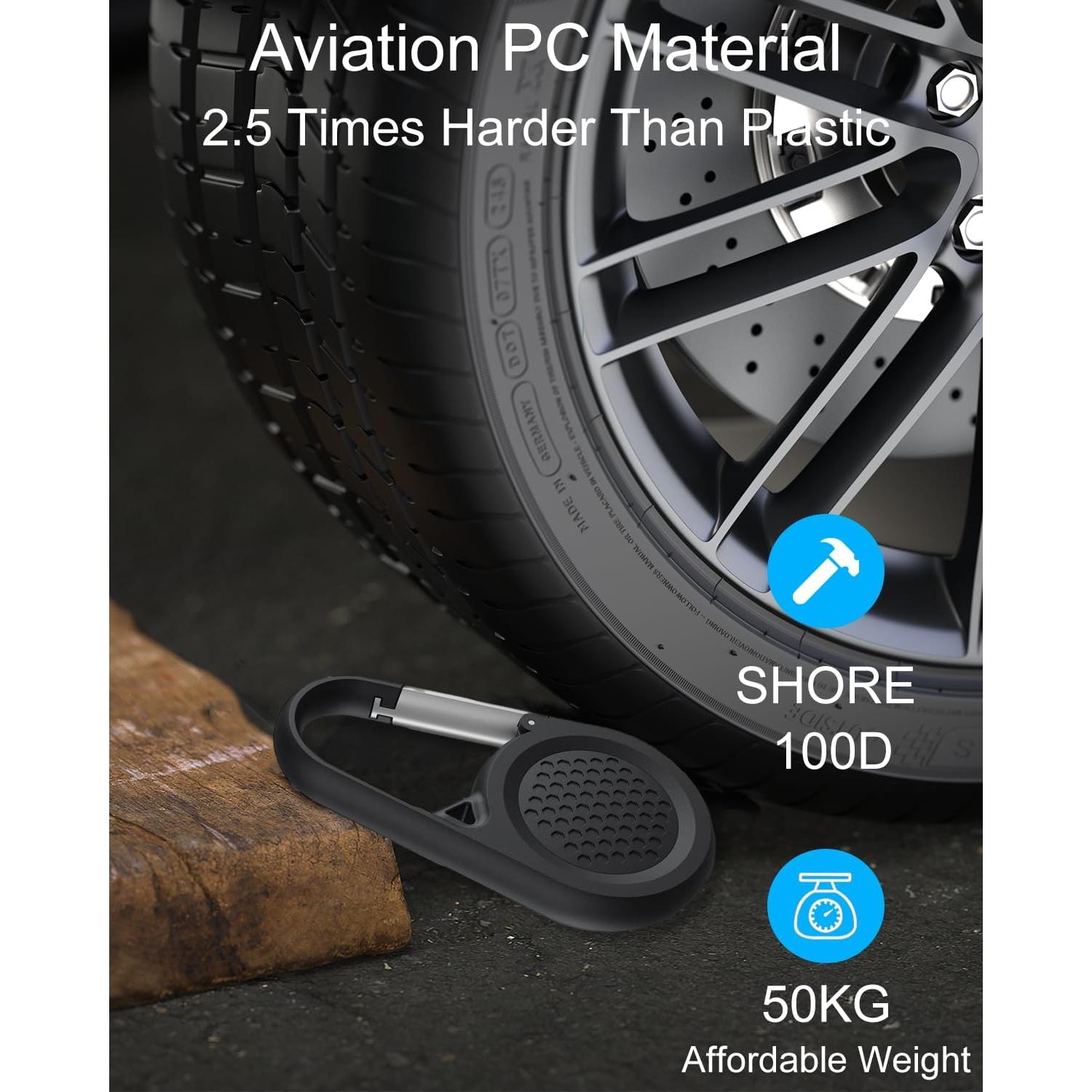 Soporte Airtag SCALLOP Negro con Mosquetón Impermeable