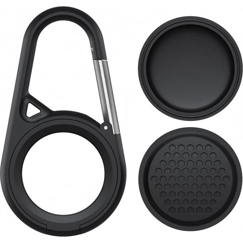 Soporte Airtag SCALLOP Negro con Mosquetón Impermeable