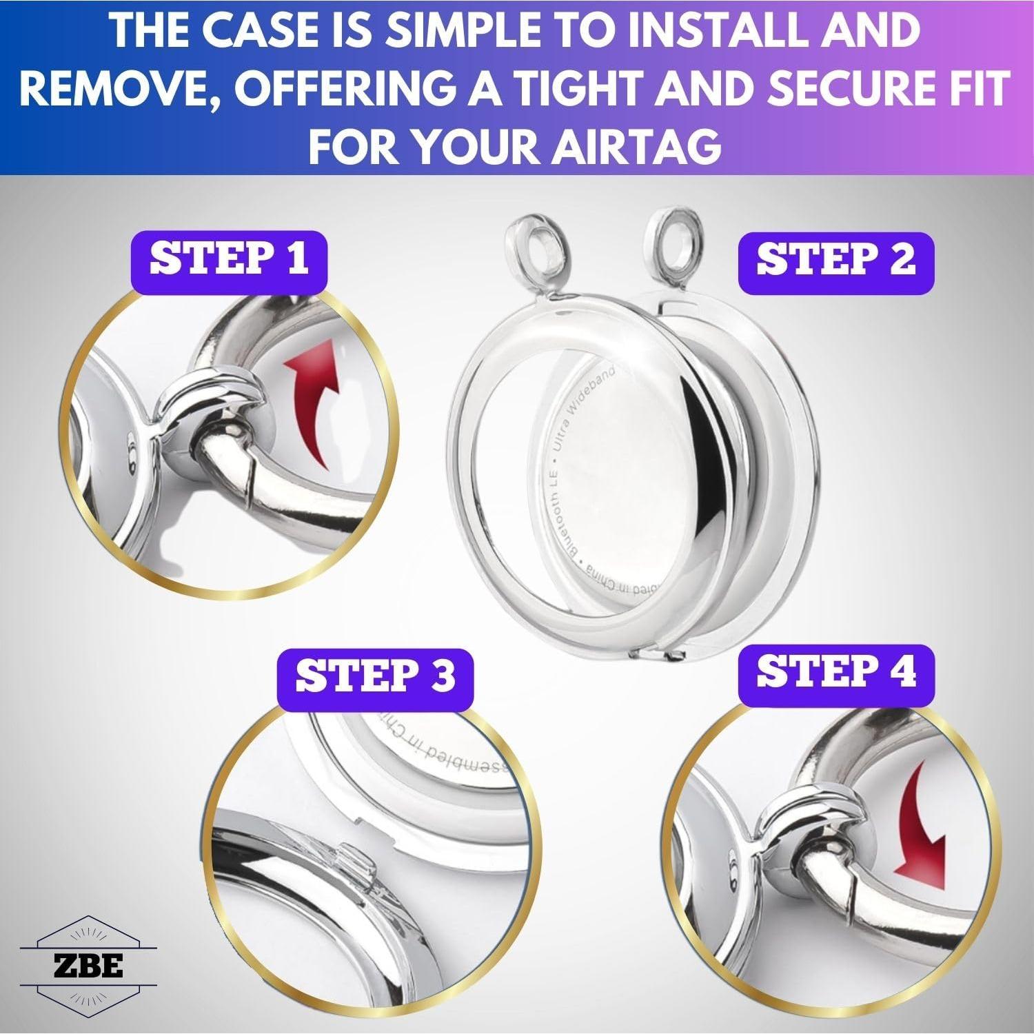 Soporte de Metal ZBE para AirTag - Funda Duradera Negro