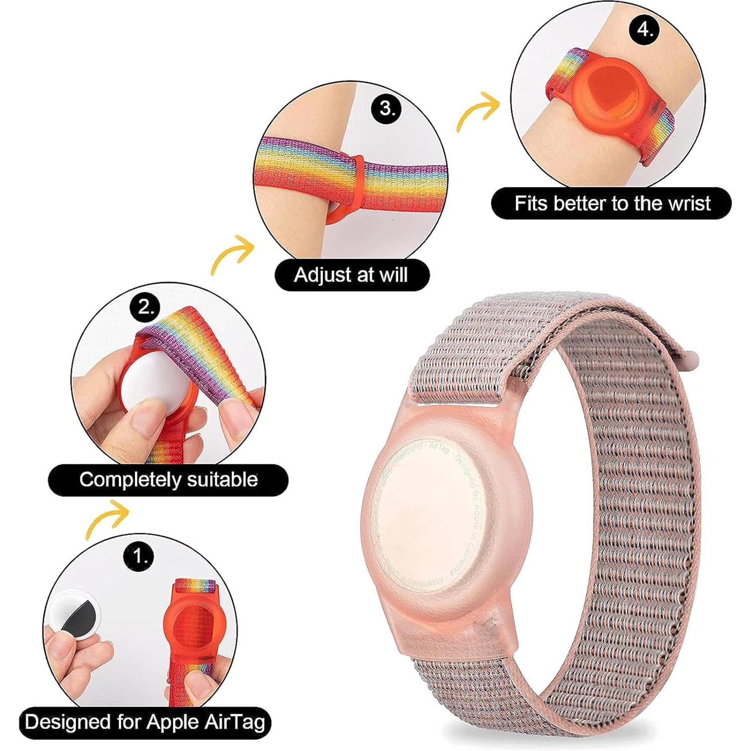 Paquete 2 Pulseras Protectores AirTag Nylon Yiurcy Azul Rosa