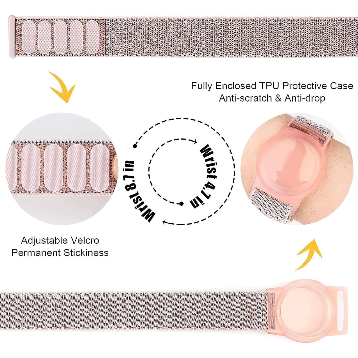 Paquete 2 Pulseras Protectores AirTag Nylon Yiurcy Azul Rosa