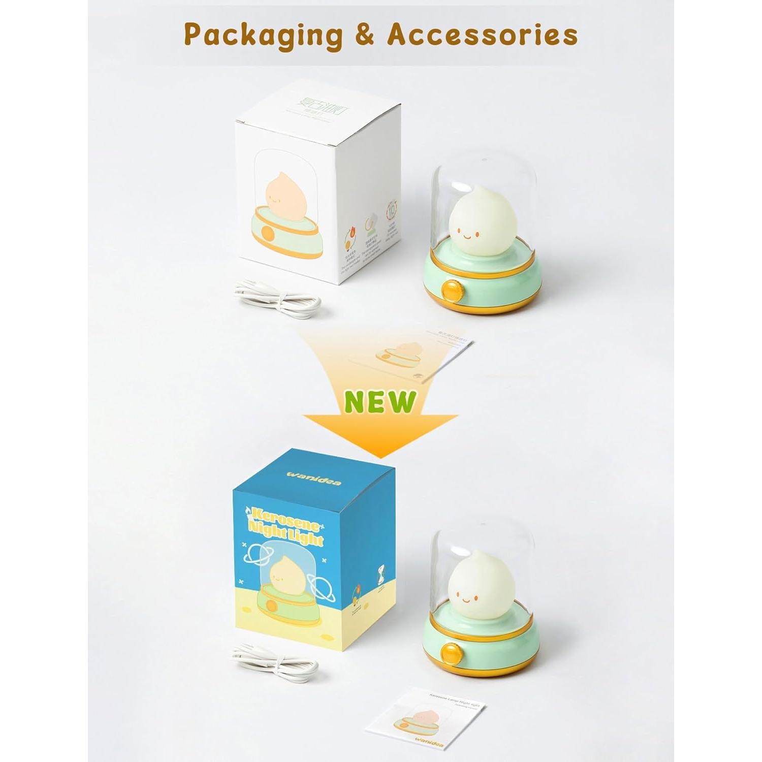 Lámpara Nocturna WANIDEA Verde, Luz de Vela Recargable