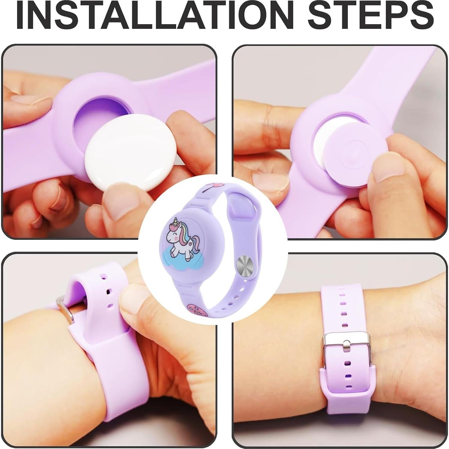 Pulseras a Prueba de Agua ANNUOZE para Air Tag Niños 2 Pzas