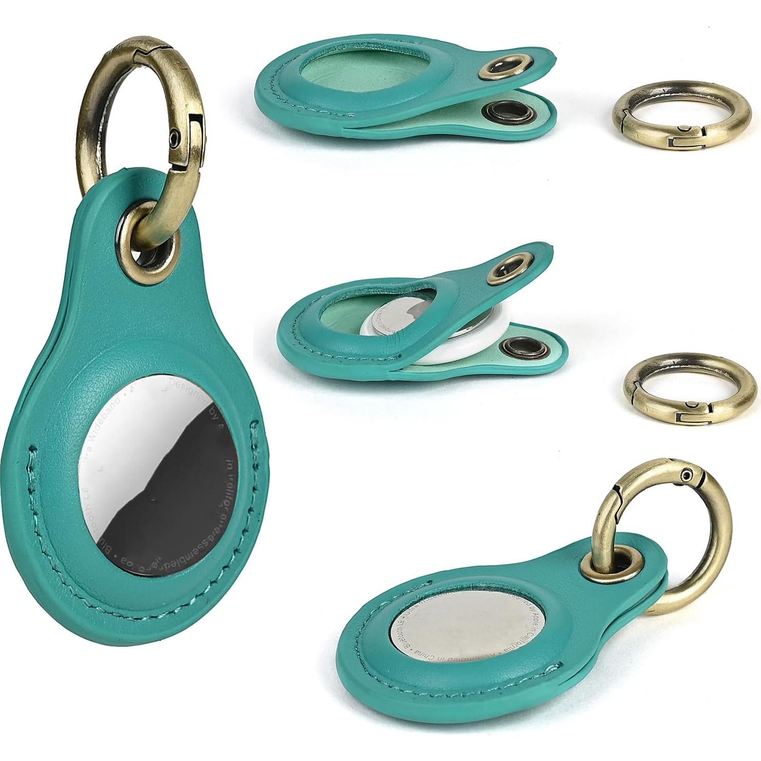 Funda de cuero Tusks para Apple AirTag - Azul aqua