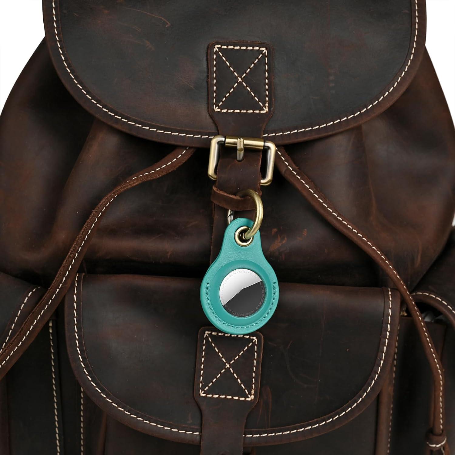 Funda de cuero Tusks para Apple AirTag - Azul aqua