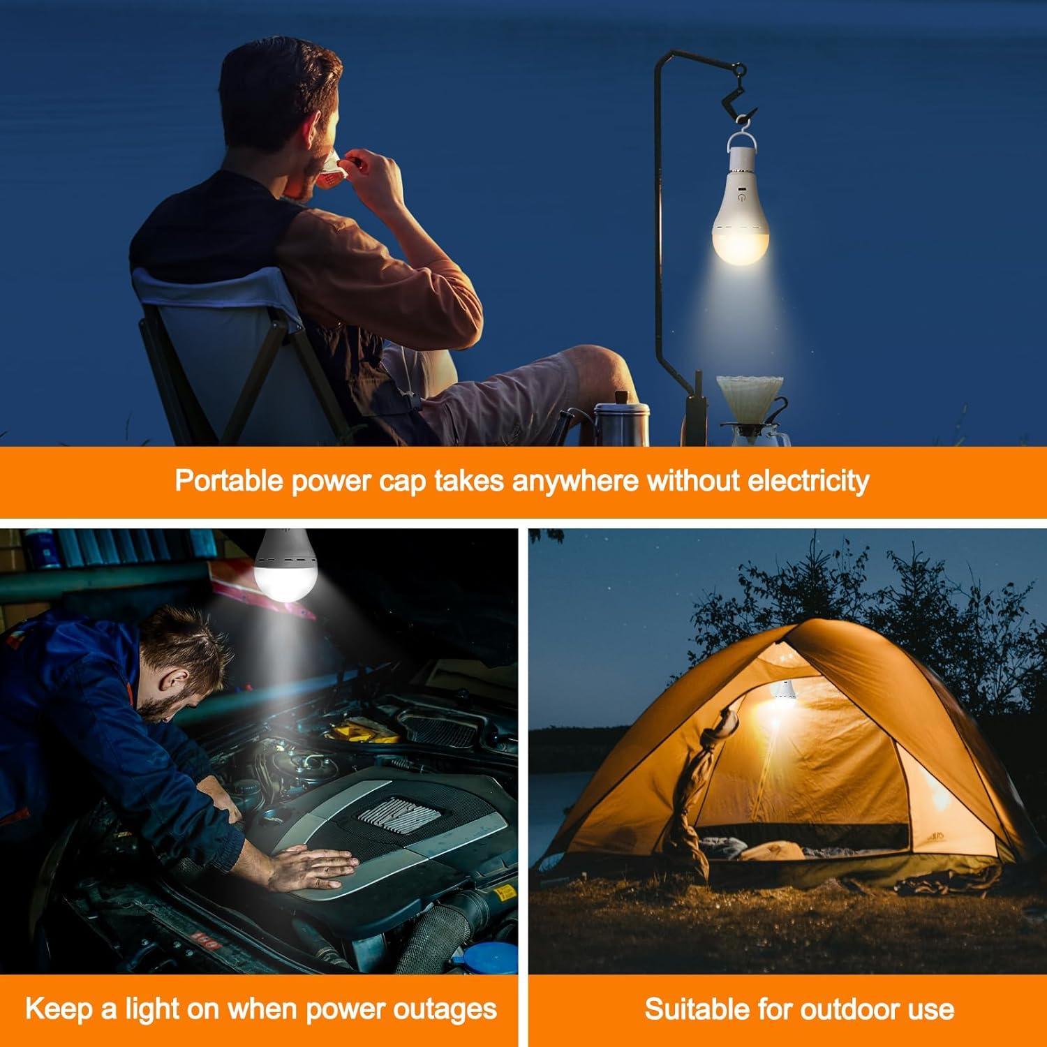 2 Bombillas Recargables HOJOYRI E26 LED con Control Remoto