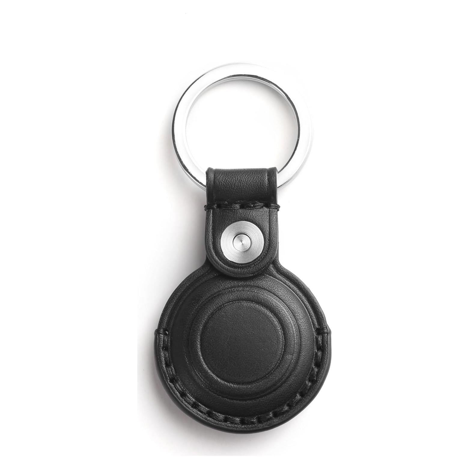 Soporte de cuero para AirTag LQU - Negro, cierre doble bloqueo