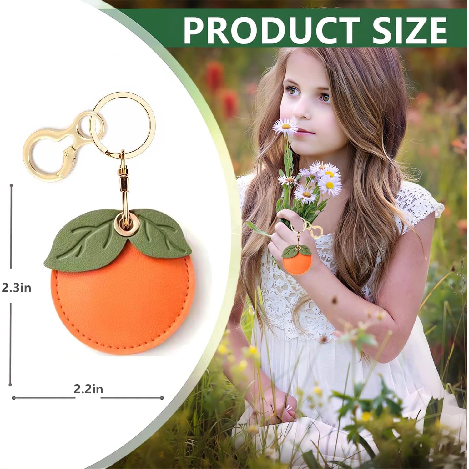 Funda de cuero para AirTag BORKUANA - Estilo Fresa y Caqui