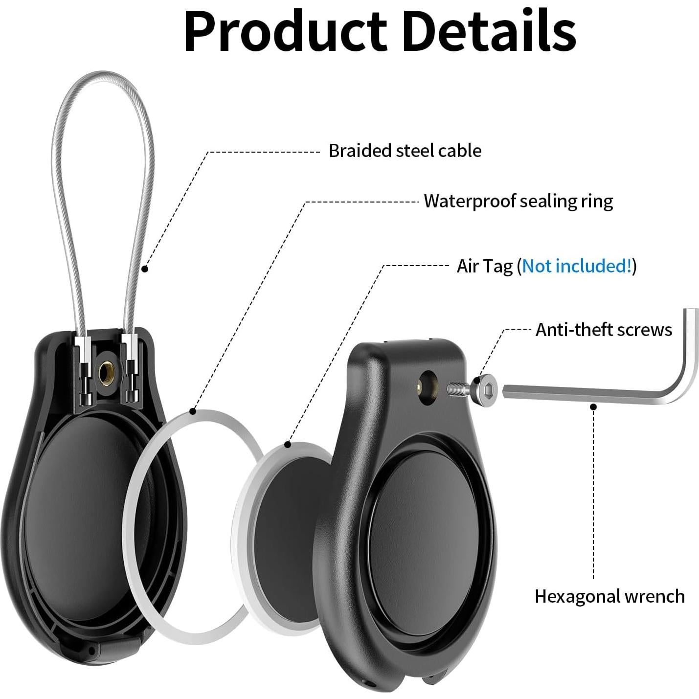 Paquete de 4 Fundas Impermeables Geyrut para Apple AirTag