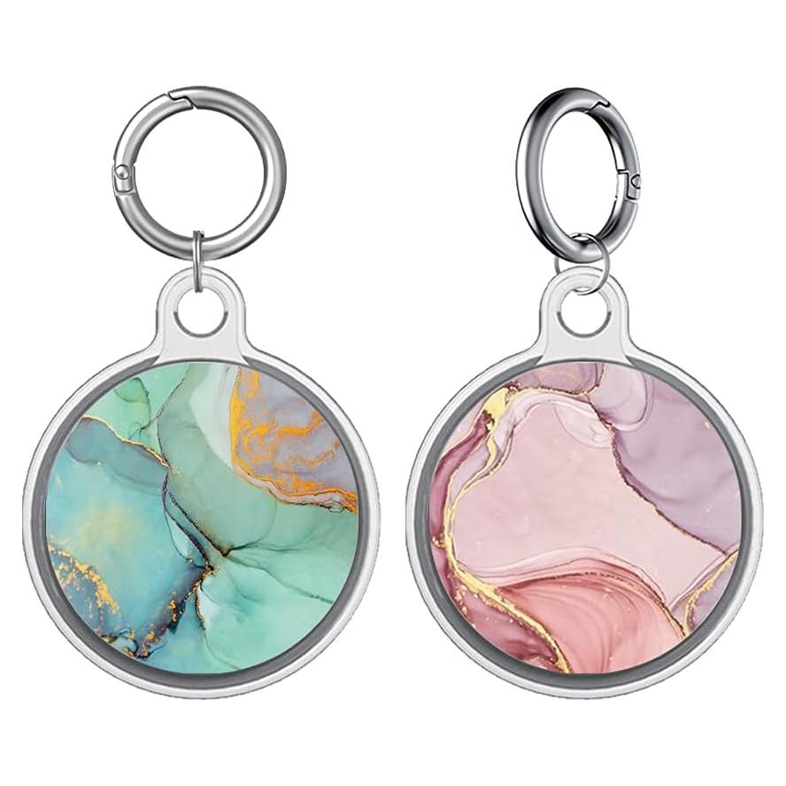 Funda Protectora Impressed para AirTag - 2 Paquete Mármol Rosa y Azul