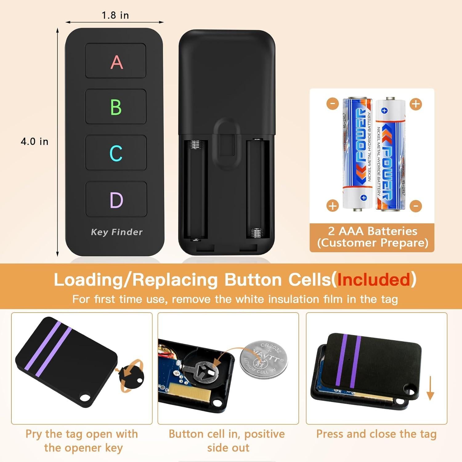 Localizador de Llaves Inalámbrico Symphonier KF04E - 4 Dispositivos