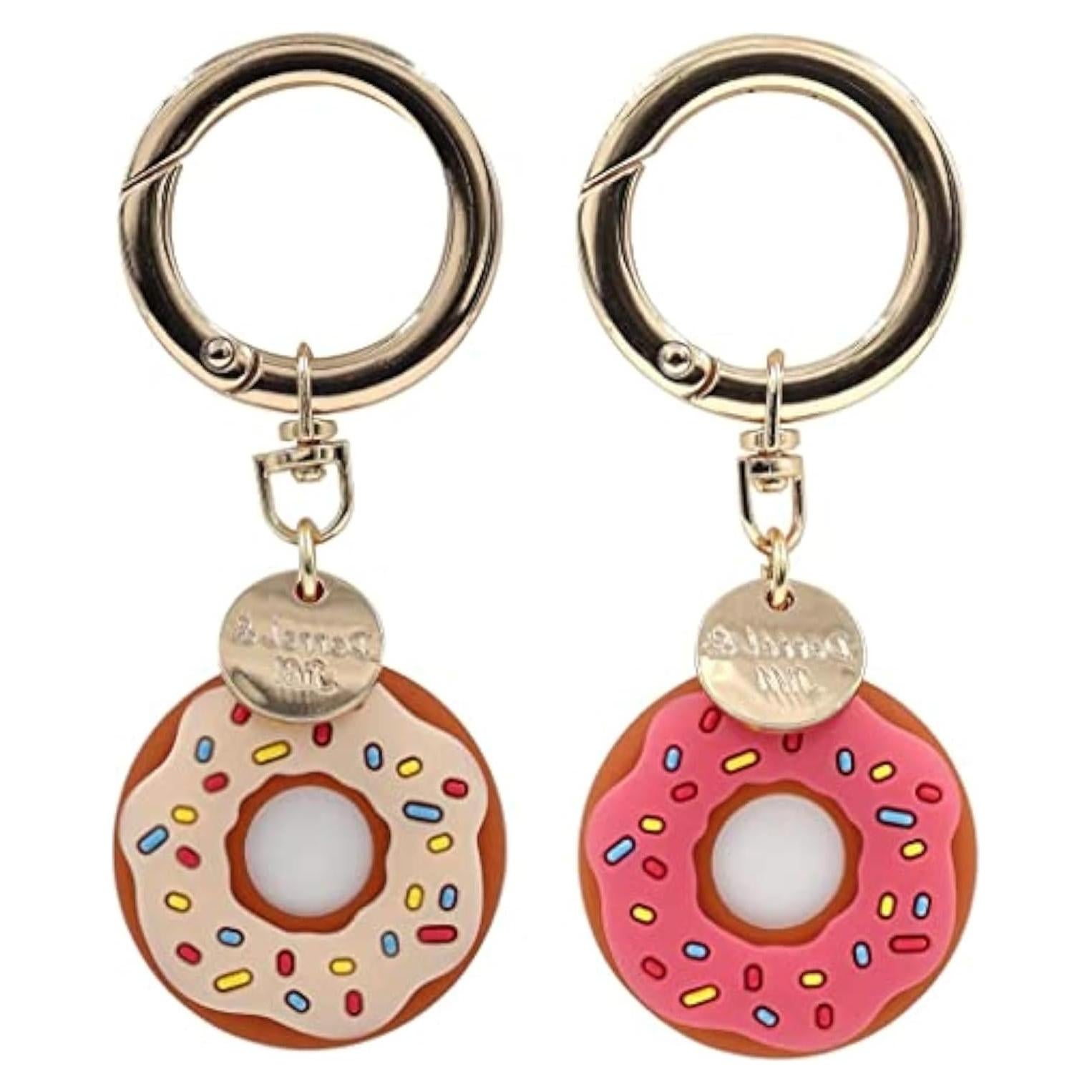 Funda de Silicona para AirTag 2 Pack Donut Beige y Rosa