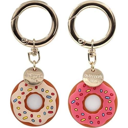 Funda de Silicona para AirTag 2 Pack Donut Beige y Rosa