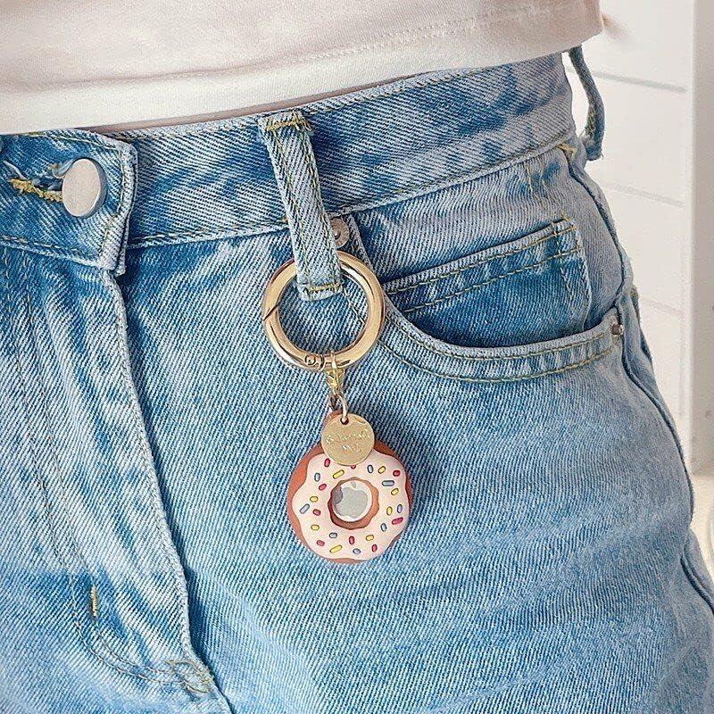 Funda de Silicona para AirTag 2 Pack Donut Beige y Rosa