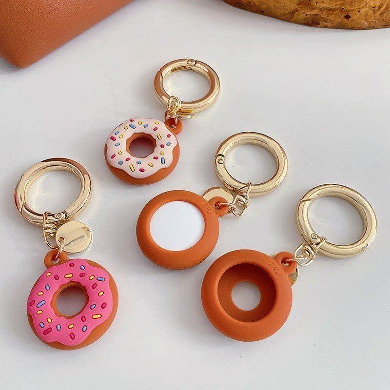 Funda de Silicona para AirTag 2 Pack Donut Beige y Rosa