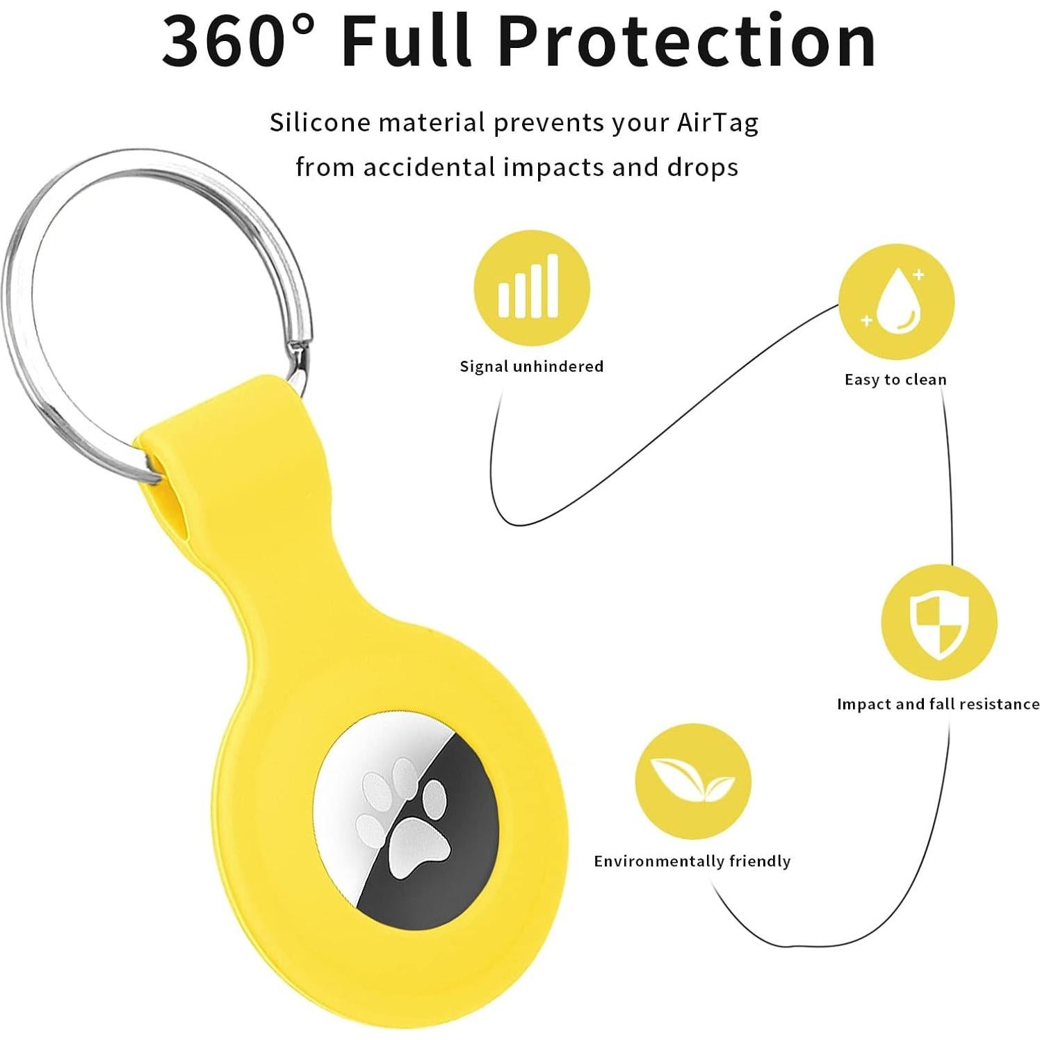 Funda Protectora de Silicona GAGAAL para Apple AirTag Amarillo