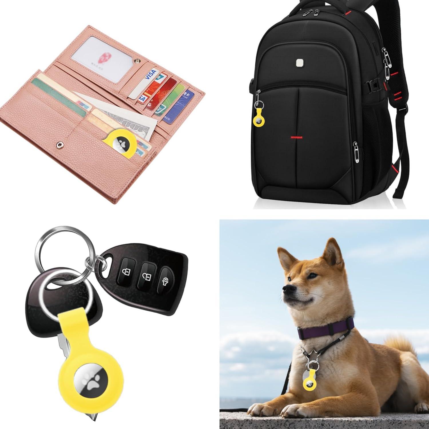 Funda Protectora de Silicona GAGAAL para Apple AirTag Amarillo