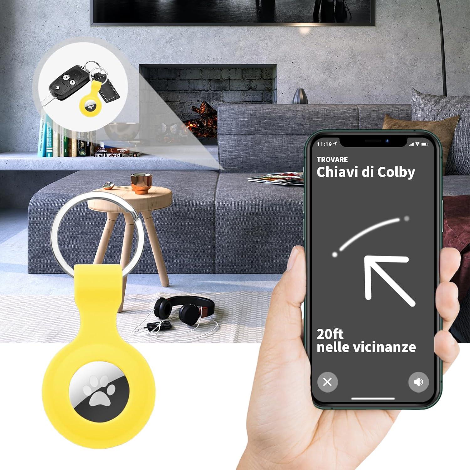 Funda Protectora de Silicona GAGAAL para Apple AirTag Amarillo