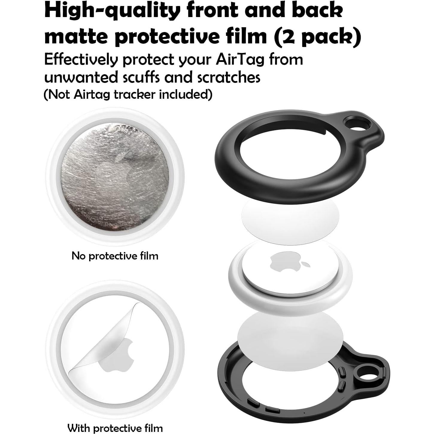 Funda y llavero para AirTag Eralierk 2 Pack Negro Resistente