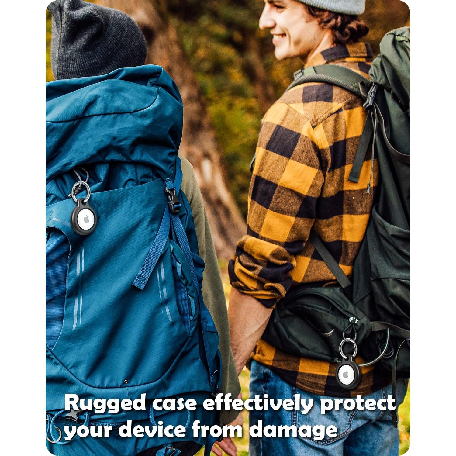 Funda y llavero para AirTag Eralierk 2 Pack Negro Resistente