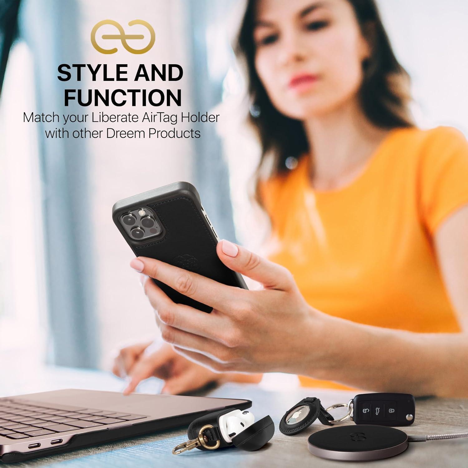 Soporte Dreem Liberate para Apple AirTag - Cuero Vegano Negro