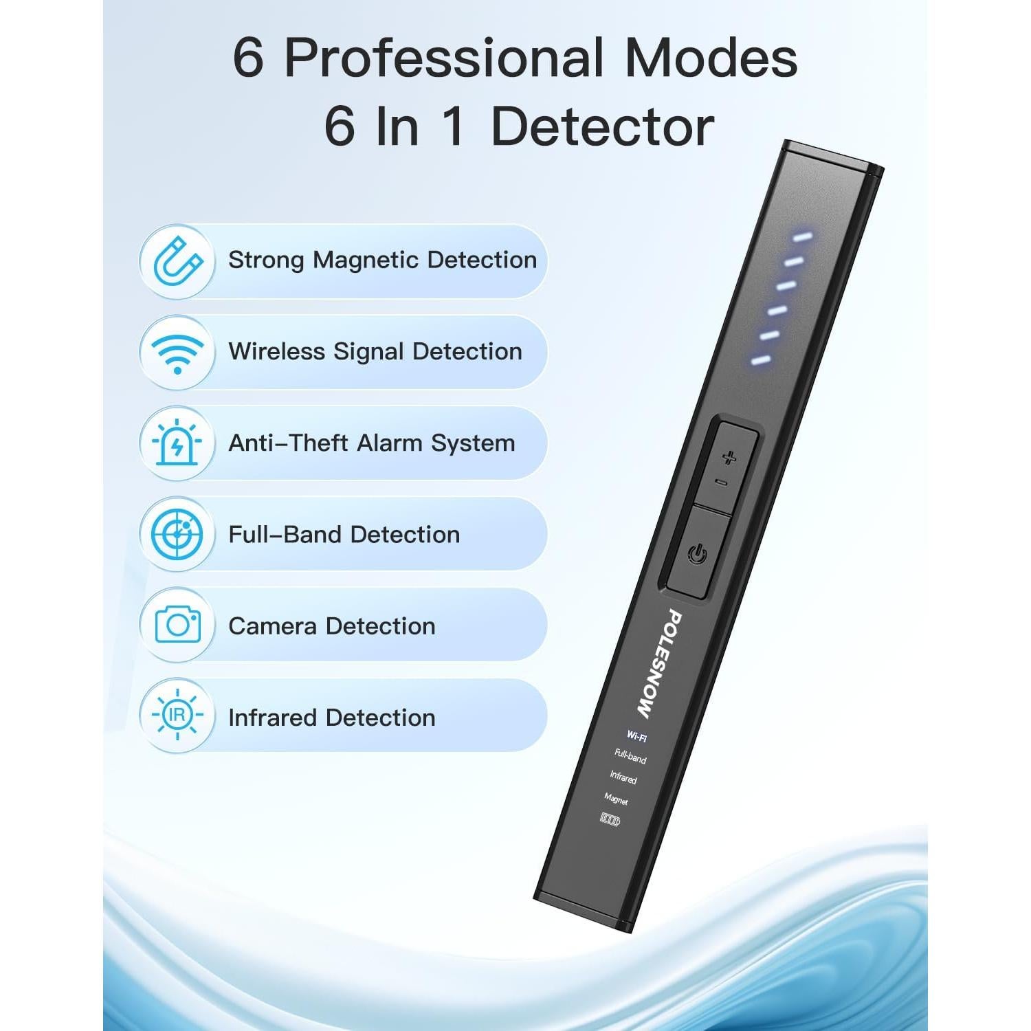 Detector de Cámaras Ocultas POLESNOW P18 Anti Espía 6 Modos