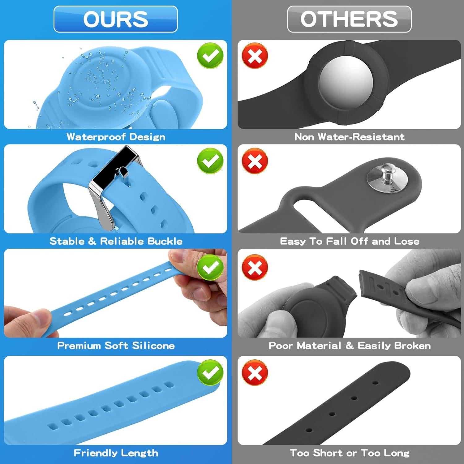 Pulsera Impermeable Ajustable AGMZ para AirTag Niños 2 Pzas