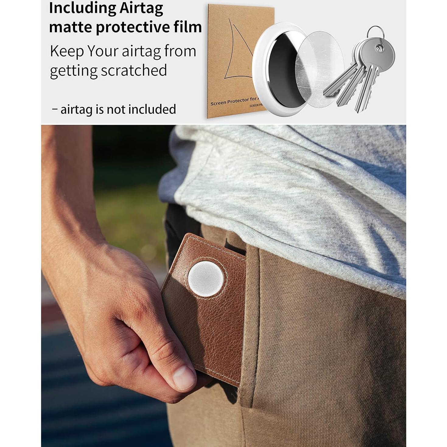 Billetera de Hombre Bifold de Cuero Marrón con Soporte AirTag y Bloqueo RFID