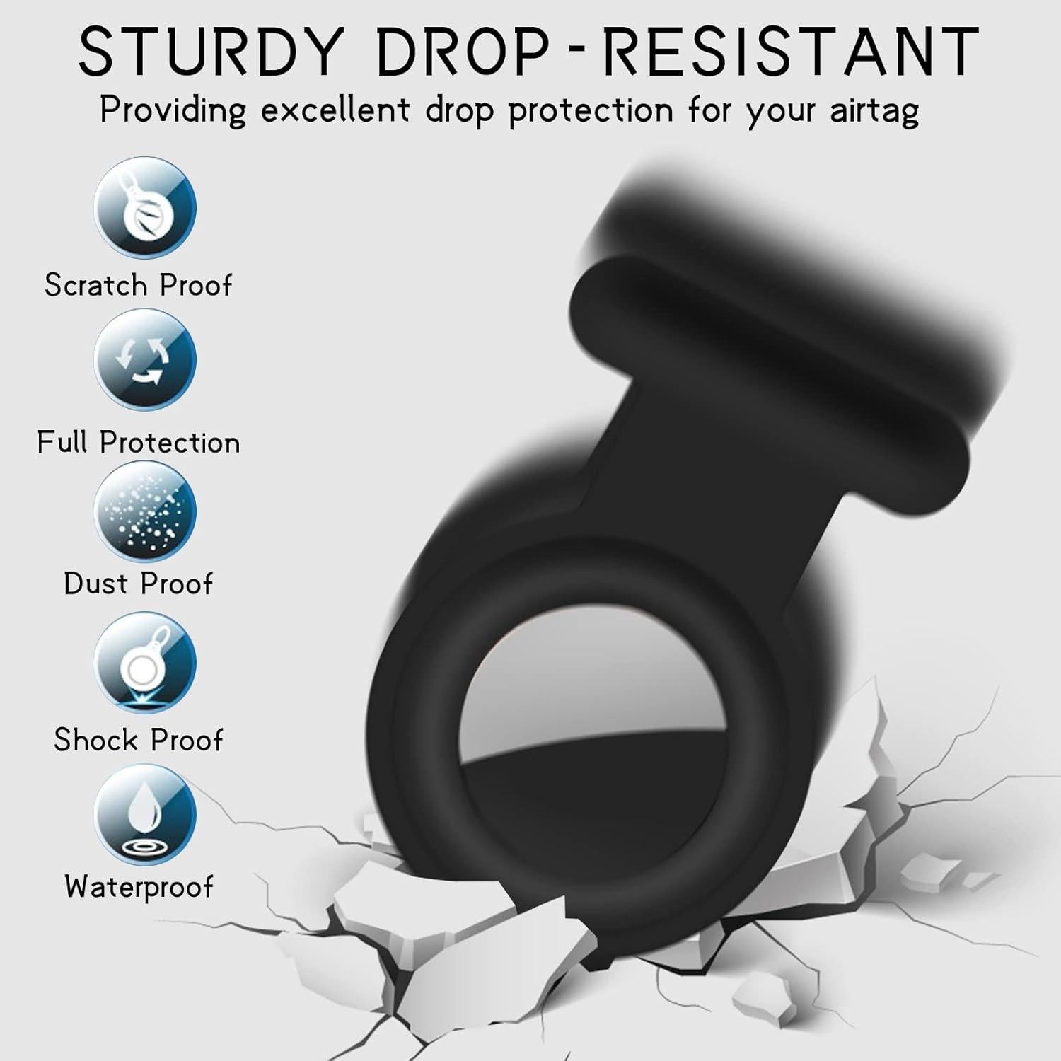 Funda Silicona Antipérdida para Apple AirTag - Negro y Gris