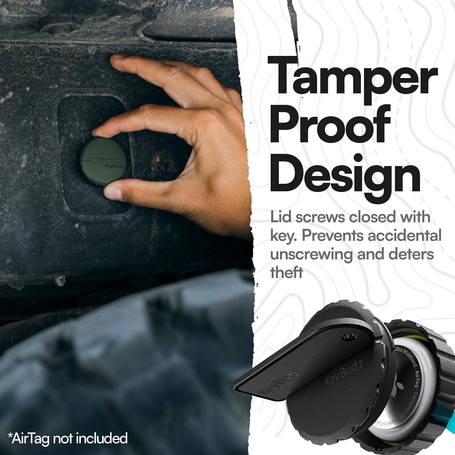 Soporte Adherente KeyBudz Covert para AirTag Negro 1 Paquete