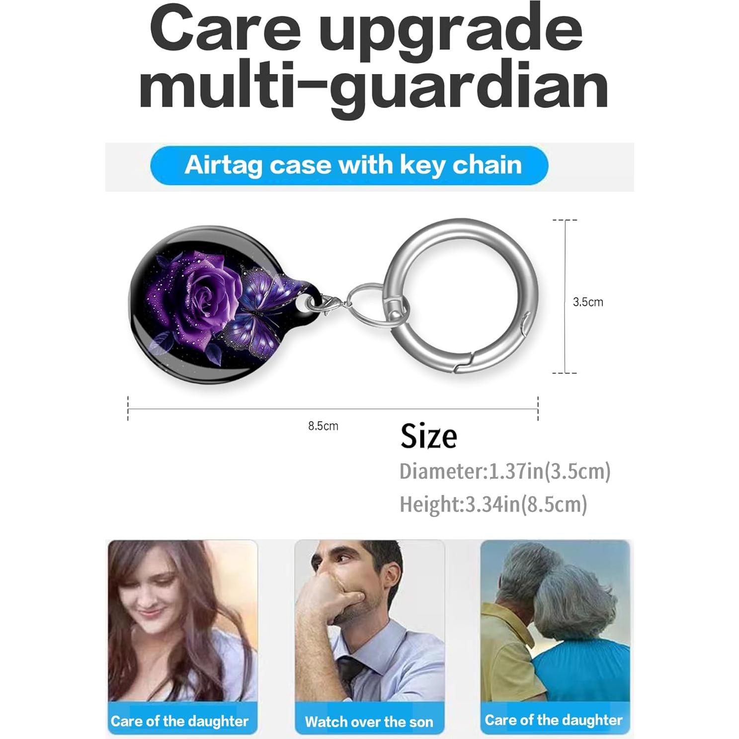 Funda Protectora para Air Tag LZMtacase Mariposa Púrpura