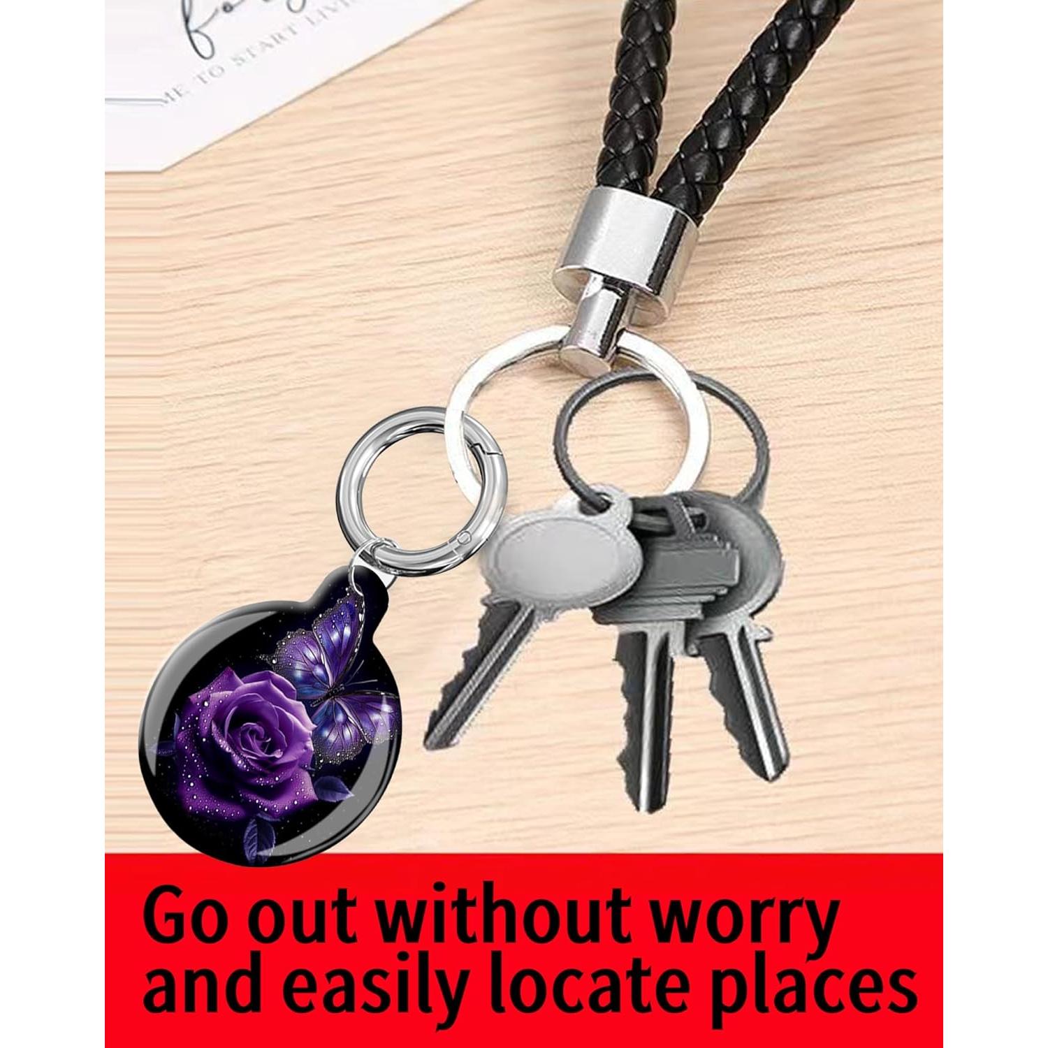 Funda Protectora para Air Tag LZMtacase Mariposa Púrpura