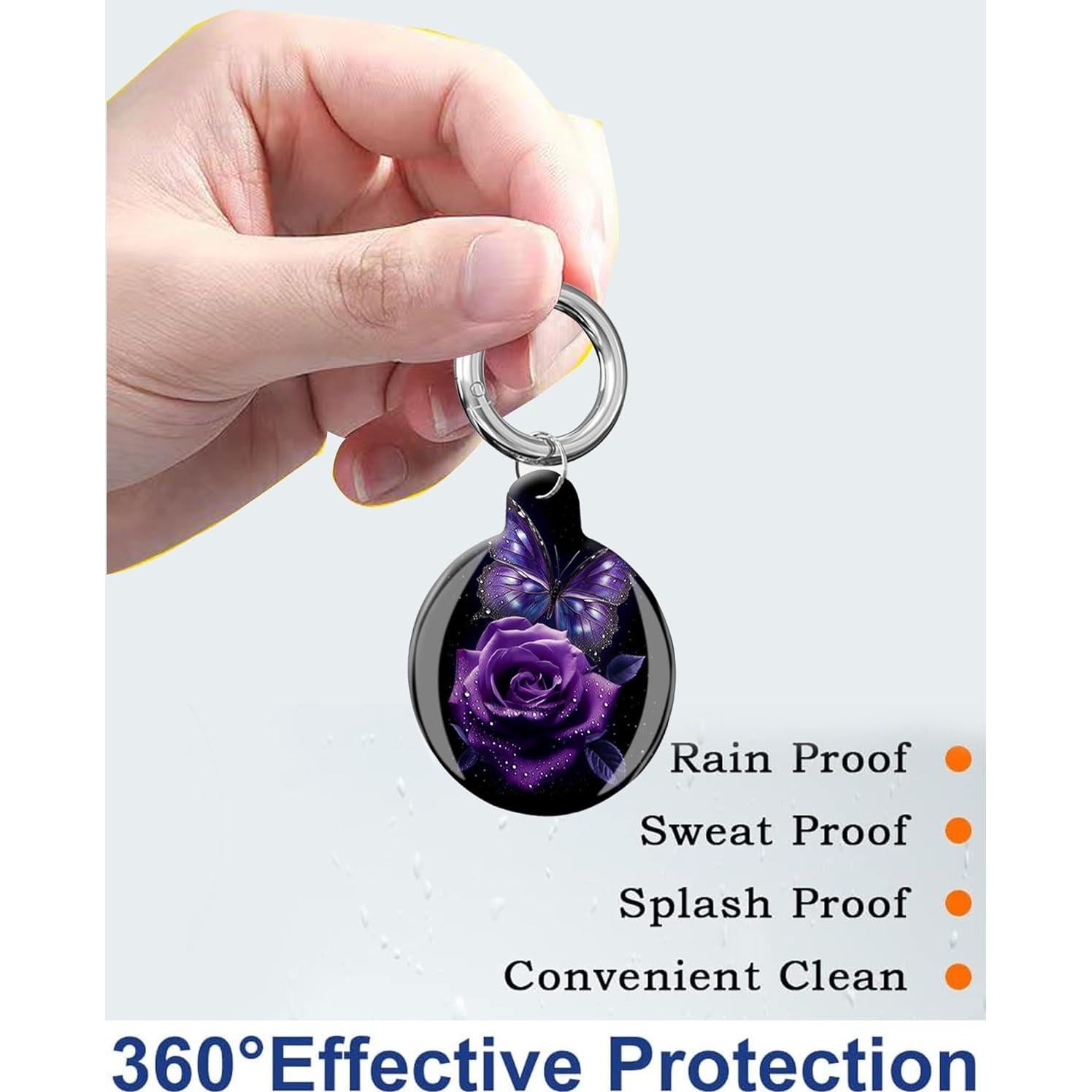 Funda Protectora para Air Tag LZMtacase Mariposa Púrpura