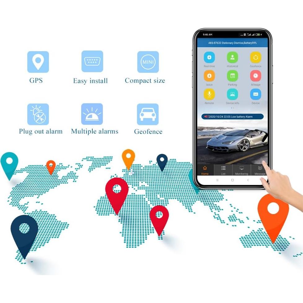 Rastreador GPS OBD2 4G Reiwour con Suscripción de 1 Mes