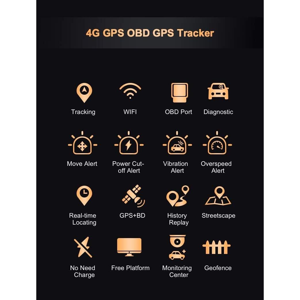 Rastreador GPS OBD2 4G Reiwour con Suscripción de 1 Mes