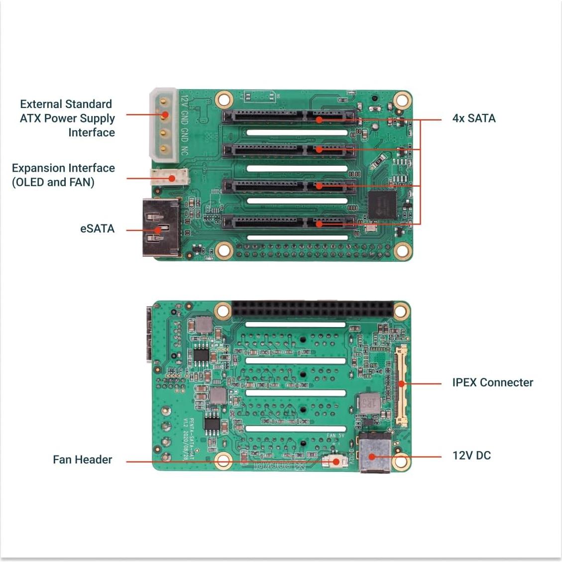 Radxa Penta SATA HAT para Raspberry Pi 5 - 5 Discos SATA