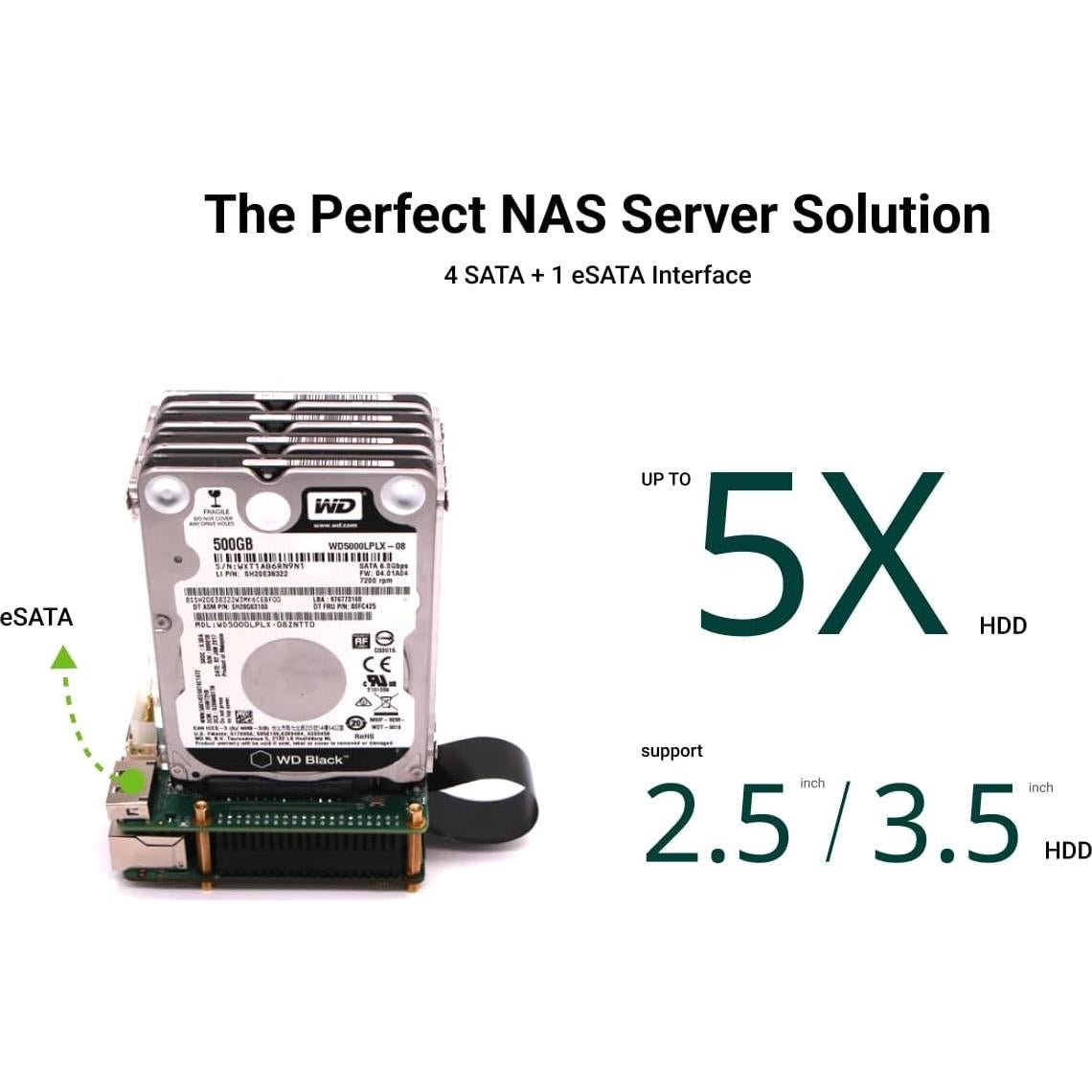 Radxa Penta SATA HAT para Raspberry Pi 5 - 5 Discos SATA