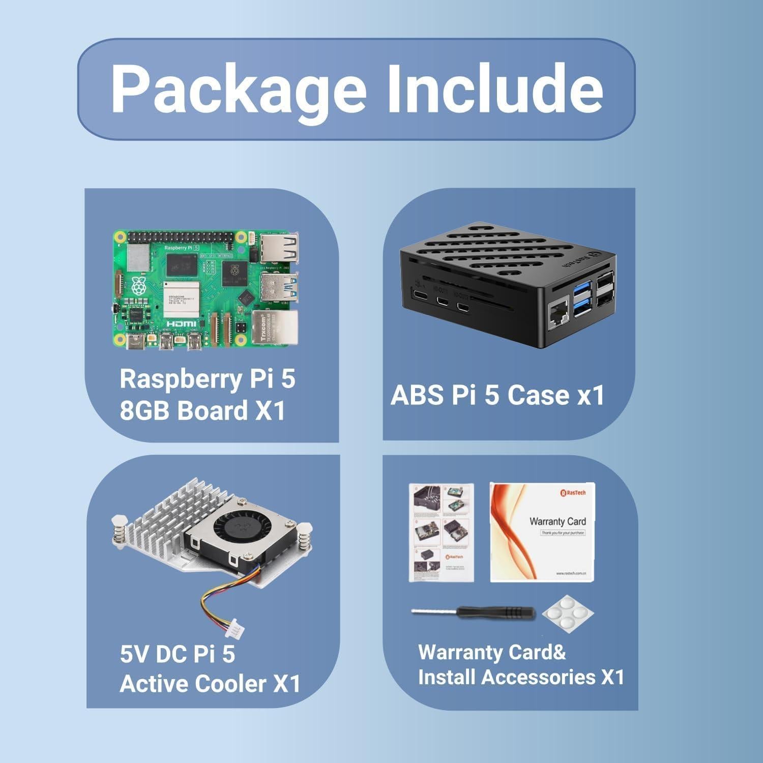 Kit Raspberry Pi 5 8GB RasTech con caja y enfriador