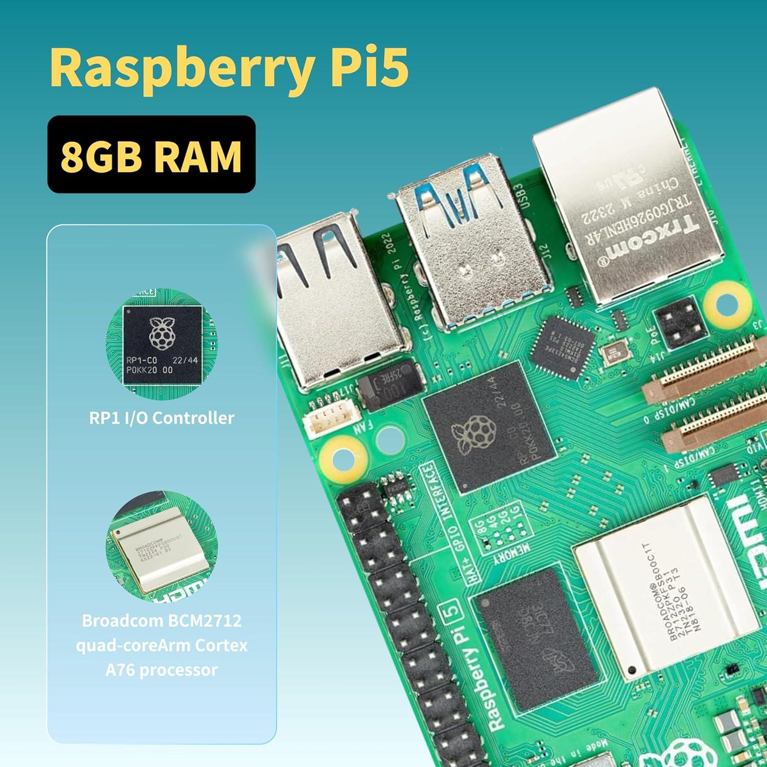 Kit Raspberry Pi 5 iRasptek 8GB RAM 128GB OS Aluminio