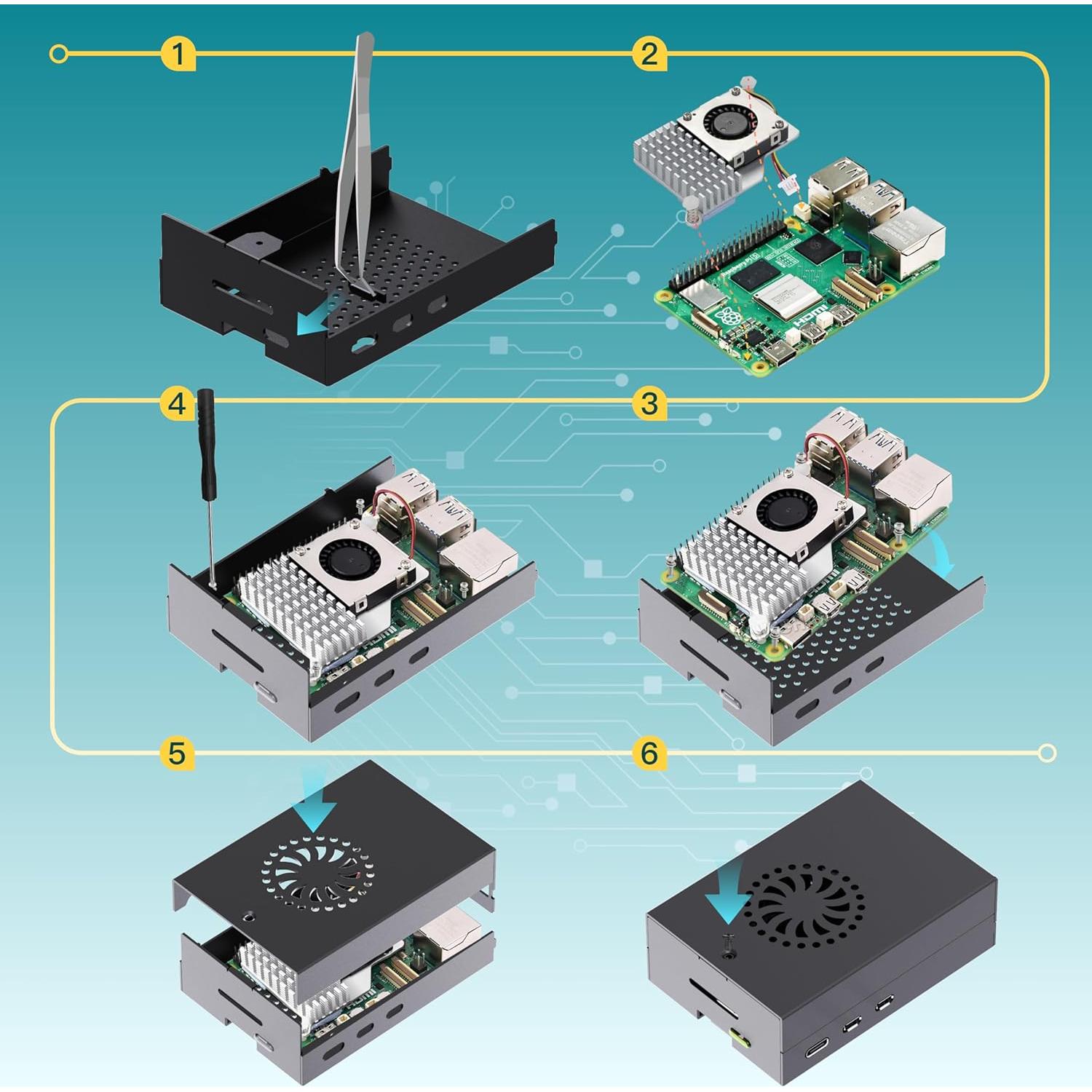Kit Raspberry Pi 5 iRasptek 8GB RAM 128GB OS Aluminio