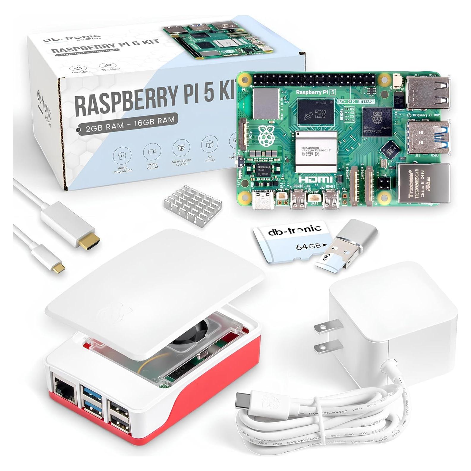 Kit de Inicio Raspberry Pi 5 8GB db-tronic 64GB Fuente 27W