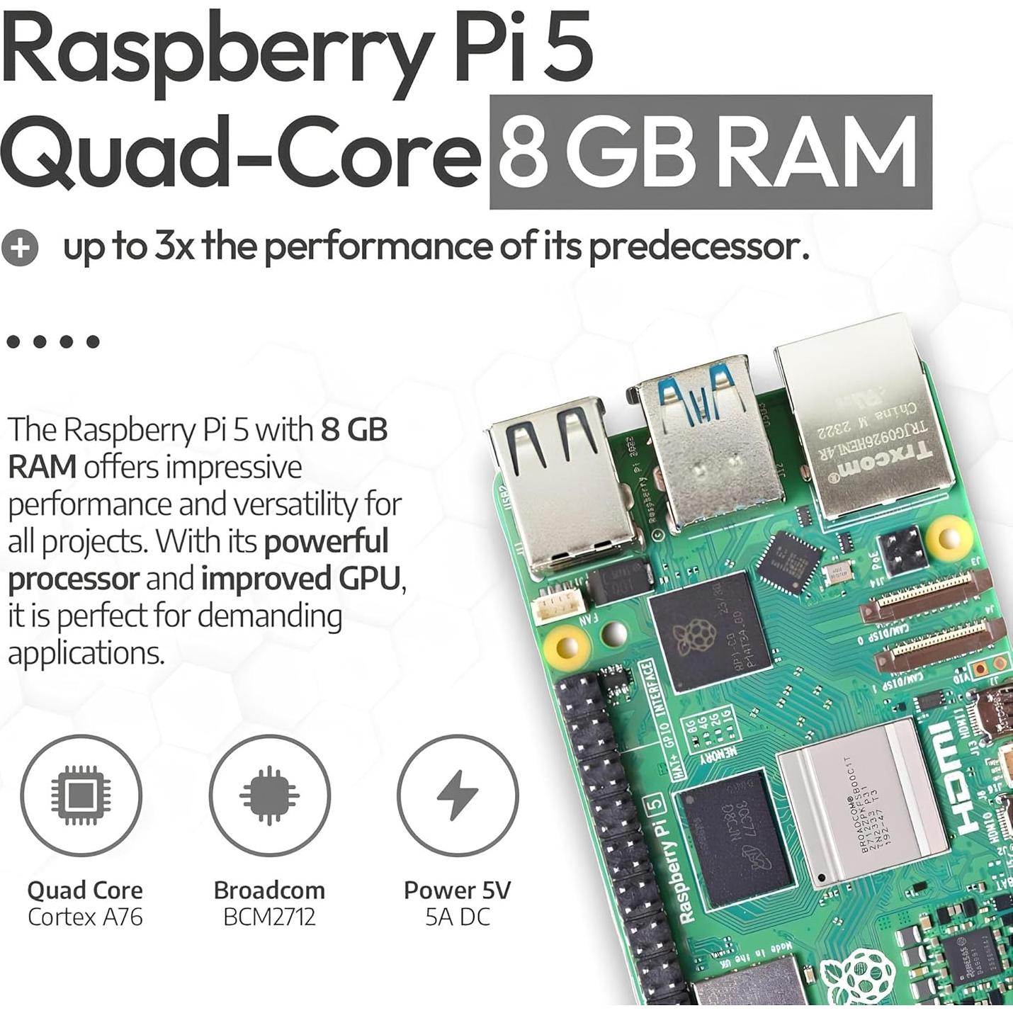 Kit de Inicio Raspberry Pi 5 8GB db-tronic 64GB Fuente 27W