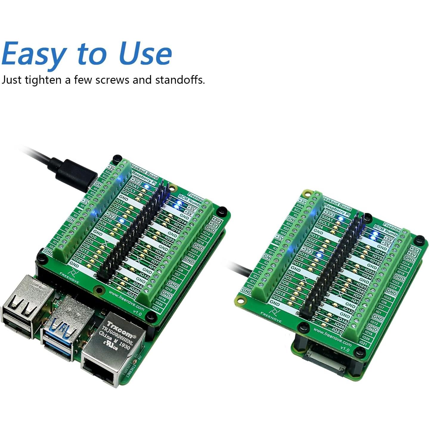 Placa de expansión Freenove para Raspberry Pi 5/4B/3B+