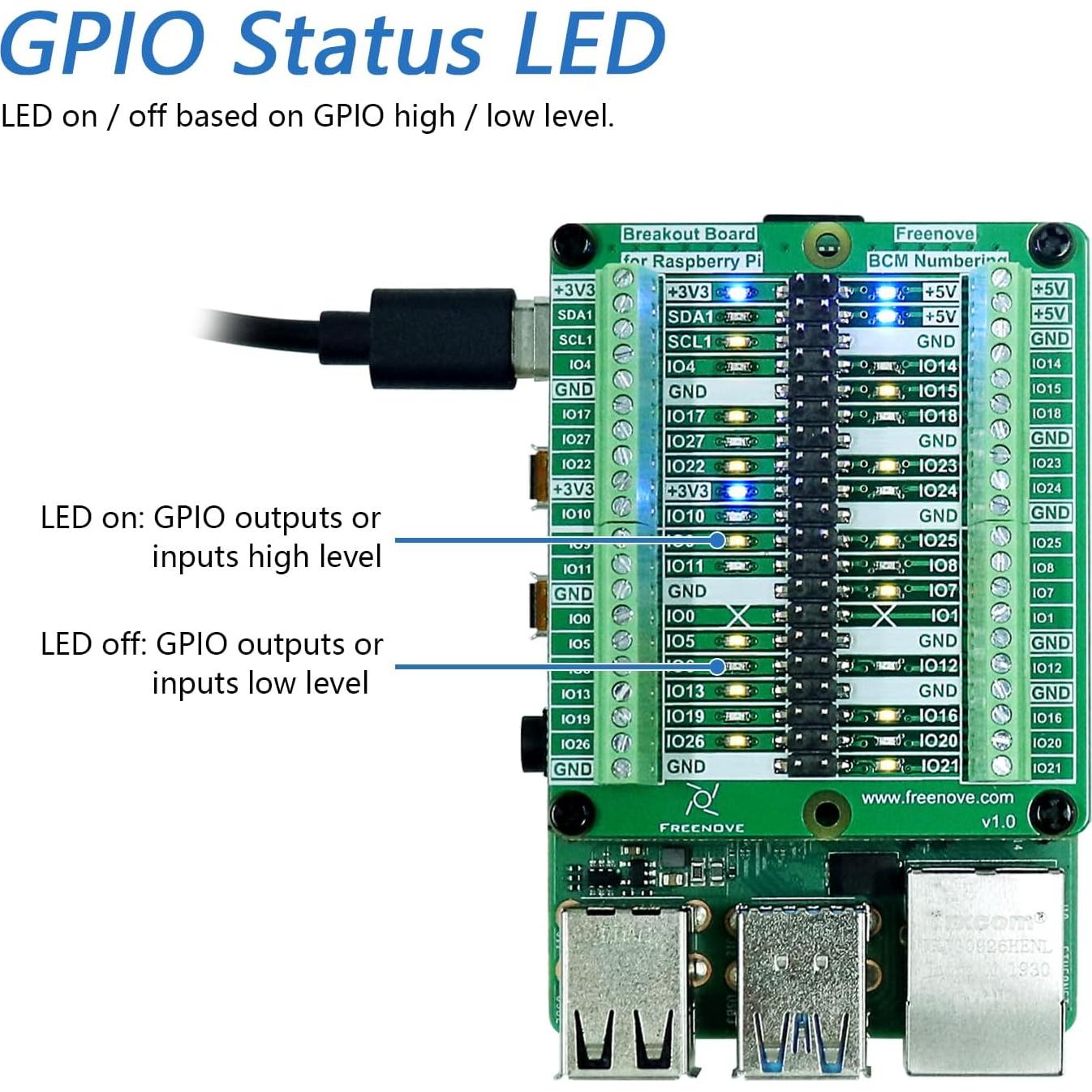 Placa de expansión Freenove para Raspberry Pi 5/4B/3B+